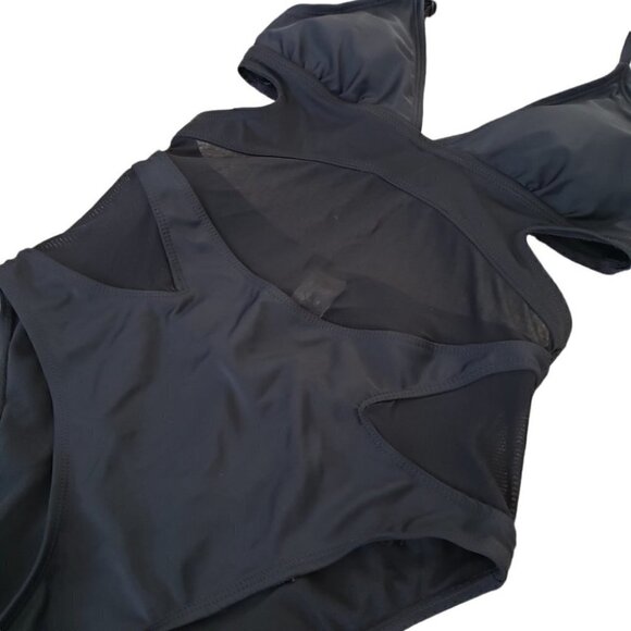 Envya Black Mesh Cut Out Sides One Piece Swimsuit XS - Picture 5 of 8